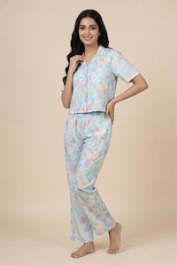 Zivame Woven Loungewear Set - Ice Water — thumbnail 2